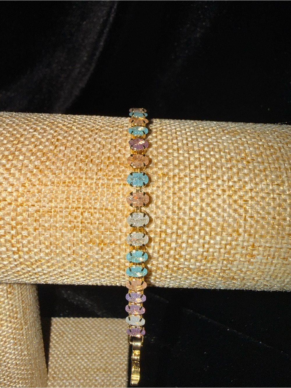 Gold-Plated Multicolor Crystal Bracelet - Pastel Candied Stones
